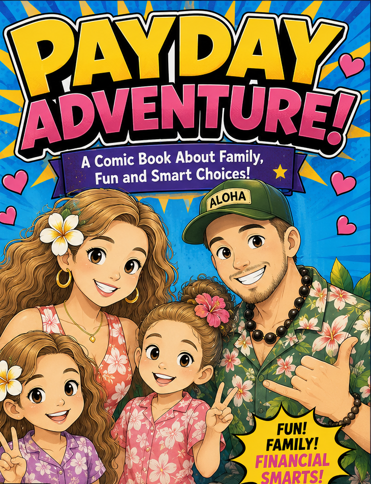 Payday Adventure! comic book cover - Hawaiian family adventure, 28 pages